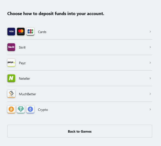 luxury casino payment methods